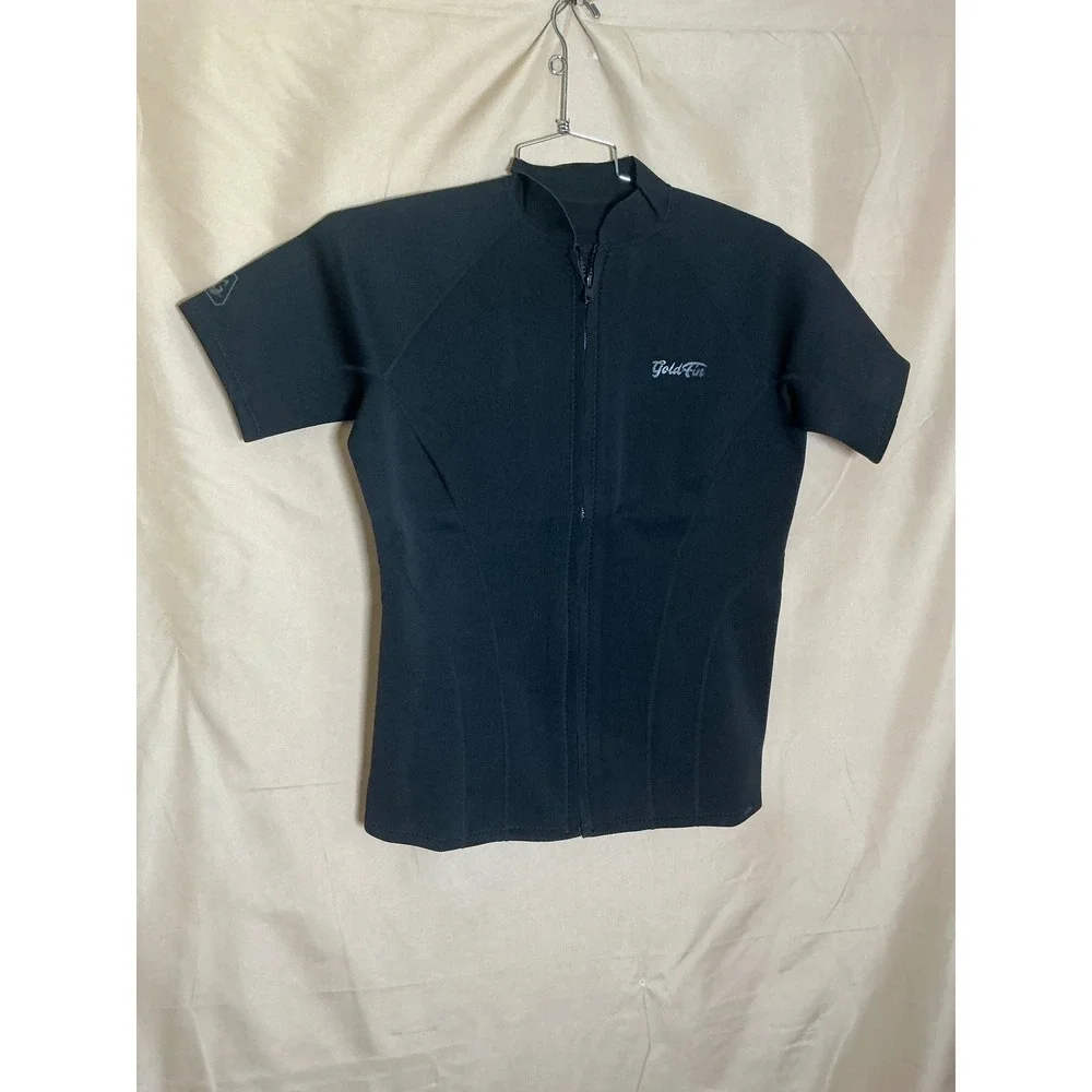 GoldFin Wetsuit Top Mens XXXL Black Excellent Short Sleeve Full Zip‎ Neoprene